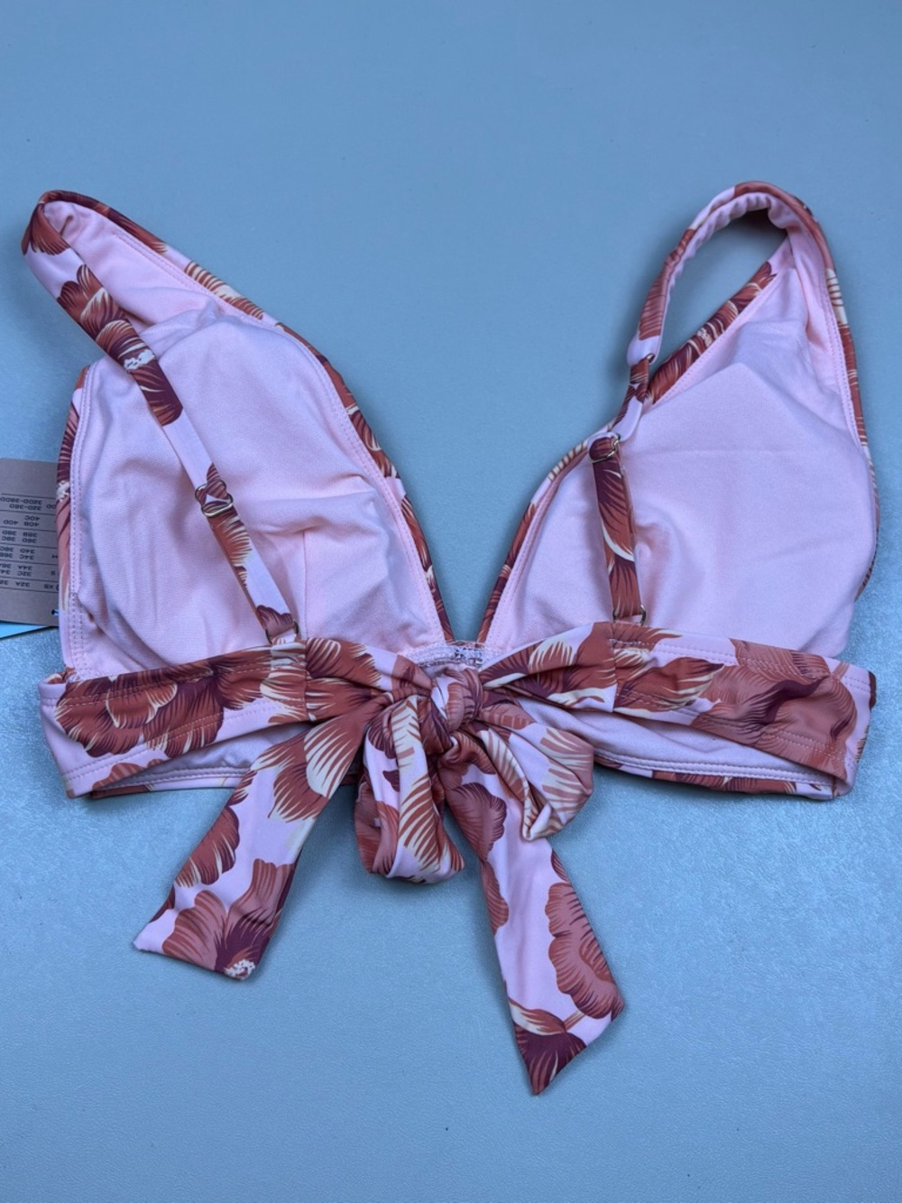 Shade Shore Pink Floral Bikini Top Small Tie Back Adjustable Swim - Picture 7 of 9